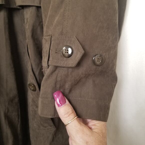 Gallo Women's Taupe Hooded Full Zip Trench Coat with Removable Lining Size 8 - Picture 4 of 16